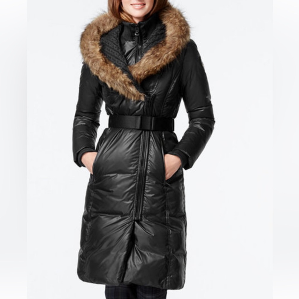RUD by Rudsak Navy Blue sz XS Down Coat with Fur-Trimmed Hood